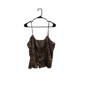 Valerie Stevens Vintage Cheetah Button Front Slip Tank Top - Women's XL
